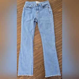 Lola Jeans Sustainable Mid Rise Flare Women’s Raw Hem Light Wash Casual